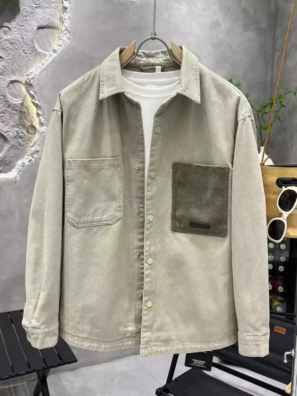 

Весенне-осенняя свободная длинная куртка с воротником-стойкой для мужчин, повседневная цветная блузка, дизайн, дышащая, удобная, полиэтиленовая...