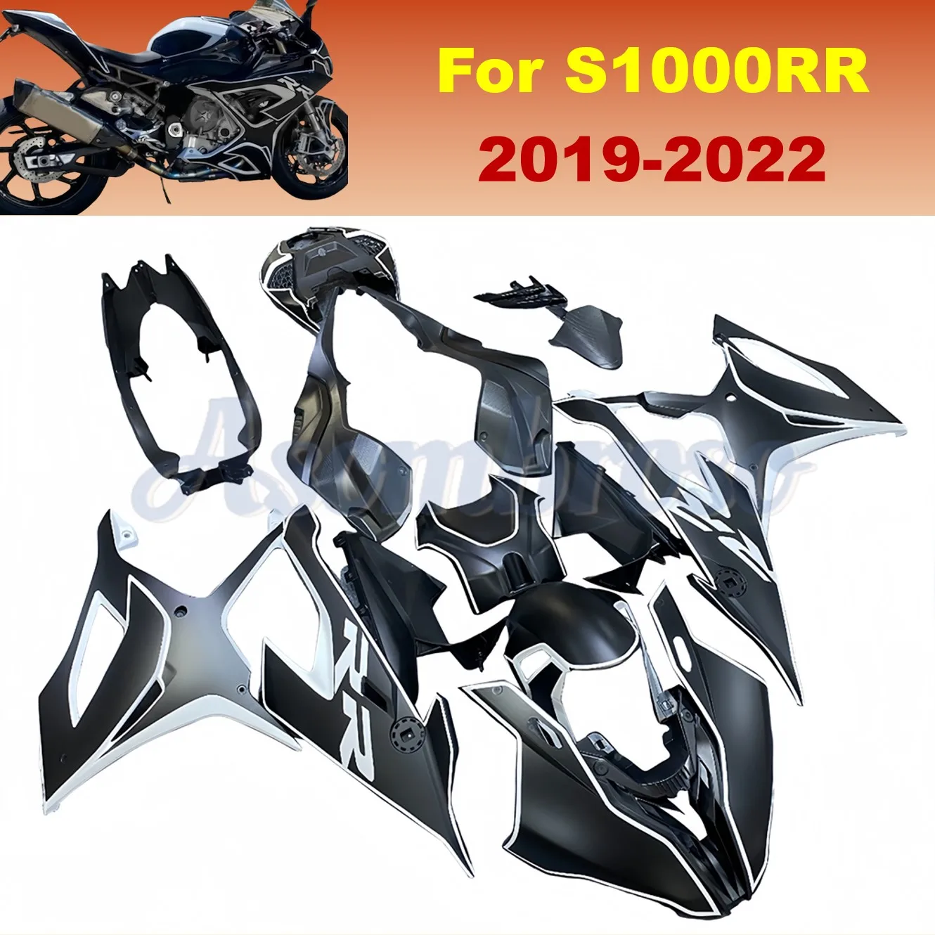 Motocycle Complete Set Fairing kit for BMW S1000RR 2019 2020 2021 2022 S1000 19 20 21 22 Matte black bodywork cowling