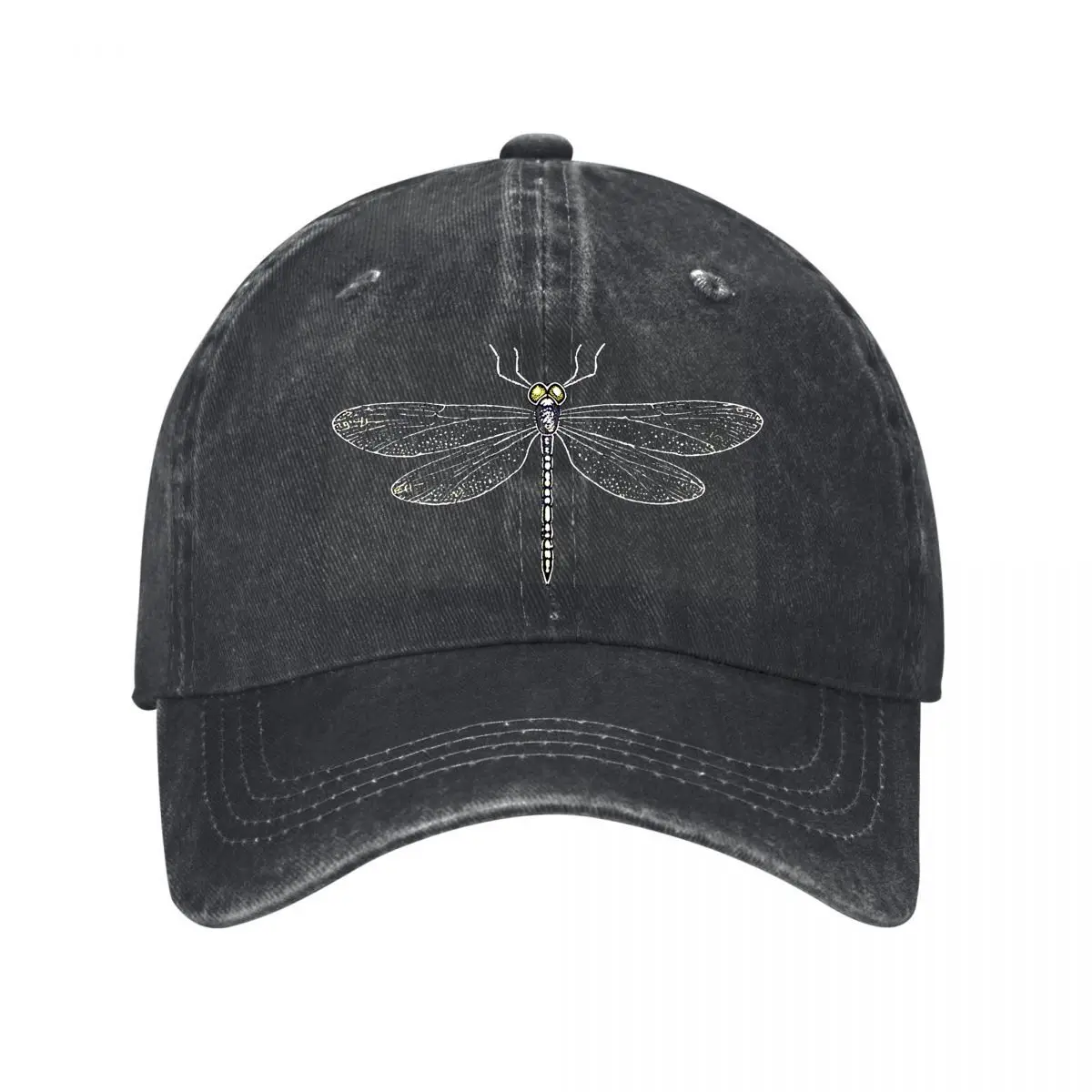 Minimalist Dragonfly Four Wing Insect Illustration Design New Vintage Washed Cotton Baseball Cap Sun Hats