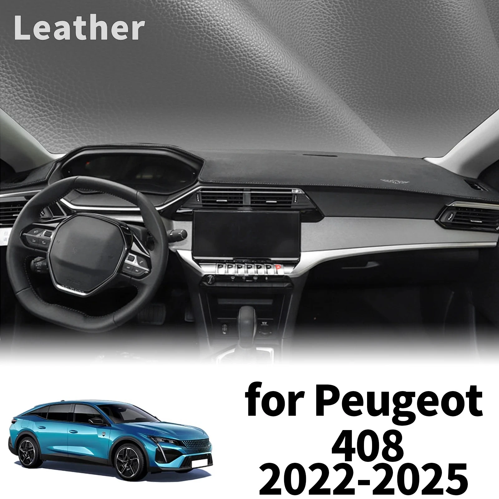 

for Peugeot 408 2025-2022 fastback Dashmat Dashboard Cover Pad Protective Carpet DashMat Sunshade Car Accessories Leather