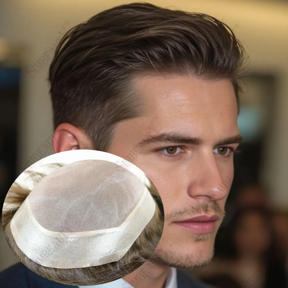

Mono Base Lace With PU Toupee Man Brown Blonde Black Remy European Human Hair Toupee Men's Hair Replacement Systems Prosthesis