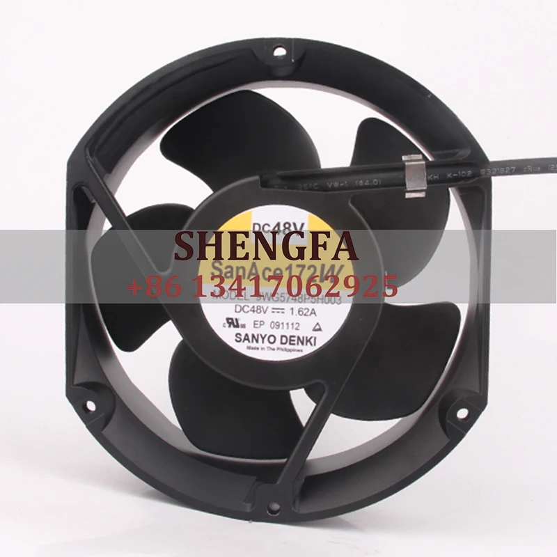 Sanyo SanAce Case Fan Dual Ball Bearing  9WG5748P5H003 48V 1.62A 172X172X51MM 17CM Server Inverter Cooling Fan