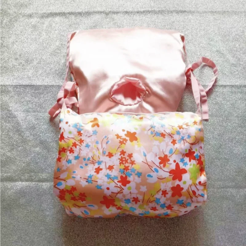 Handmade Floral Print Man Satin Briefs Soft Silky Leg Clip Cotton Pad Panties Adjustable Waistband Sexy Underwear Cotton Thick