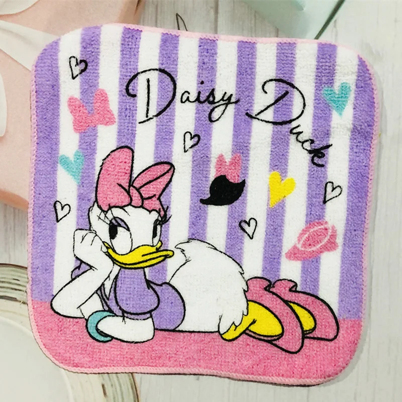 Toalla cuadrada de algodón con dibujos animados de Disney para niño y niña, pañuelo pequeño de Mickey, Minnie, Mouse, Pato Donald, Margarita, 15x15cm