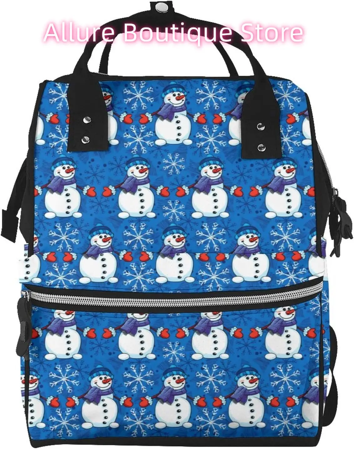 

Winter Snowman Diaper Bag Backpack for Women Large Capacity Nappy Bag Multifunction Waterproof Mummy Backpacks for Mom Dad Essen