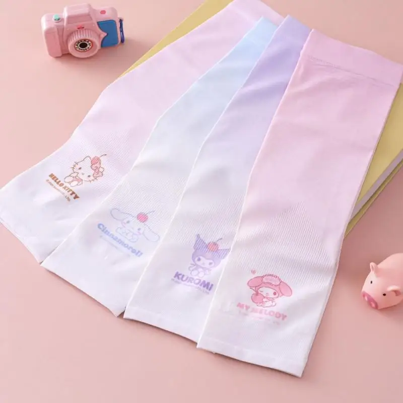 Sanrio 정통 여름 아이스 슬리브 Kuromi Kitty 멜로디 Uv 보호 얼음 실크 쿨 슬리브 통기성 만화 귀여운 슬리브 선물