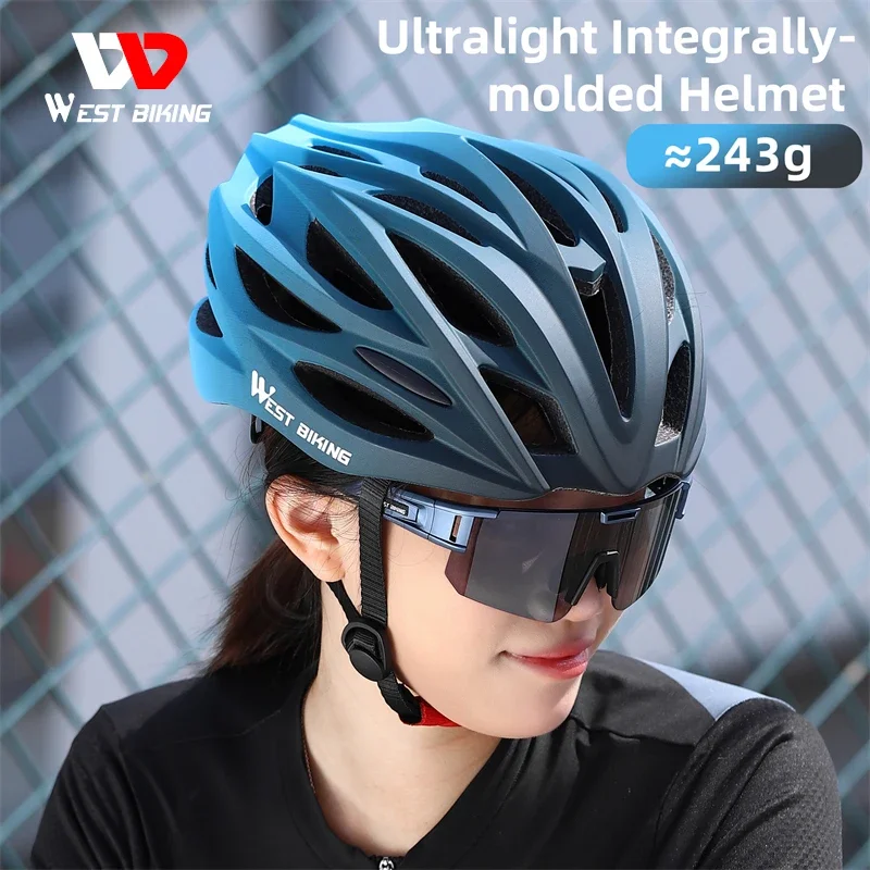 

WEST BIKING Female Lightweight Helmet Road Racing Bike Gradient Color Helmet Skateboard Triathlon Integrated Men Safety Helmet