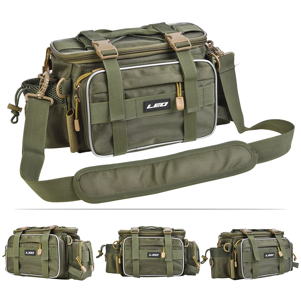 LEO Fishing Bags 40 * 17 * 20cm Outdoor Sports Single Shoulder Waistcoat Pack Fishing Lures Reel Storage Bag With Tackle Box