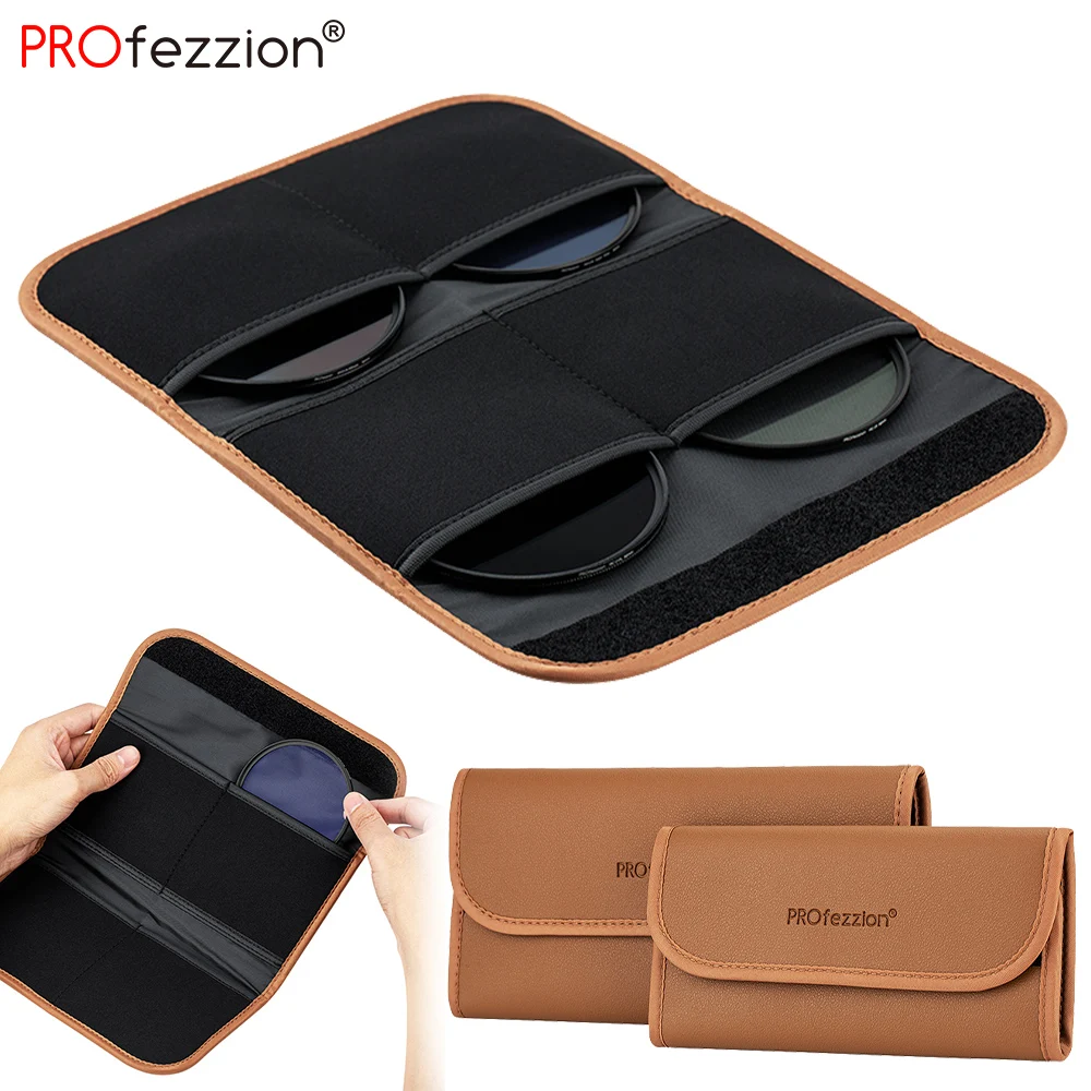 Filtri retrò portafoglio 4 tasche lenti pieghevoli morbide filtri borsa con panno per la pulizia in microfibra accessori per fotocamere ND UV CPL RI