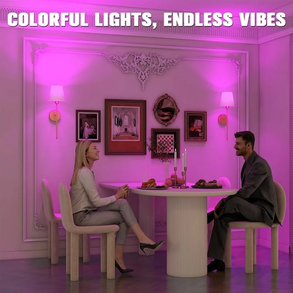 Wiring Free LED Wall Light, RGB Rechargeable Bulb, Dimmable with Remote Control For Bedroom Living Room Restaurant Modern Lights