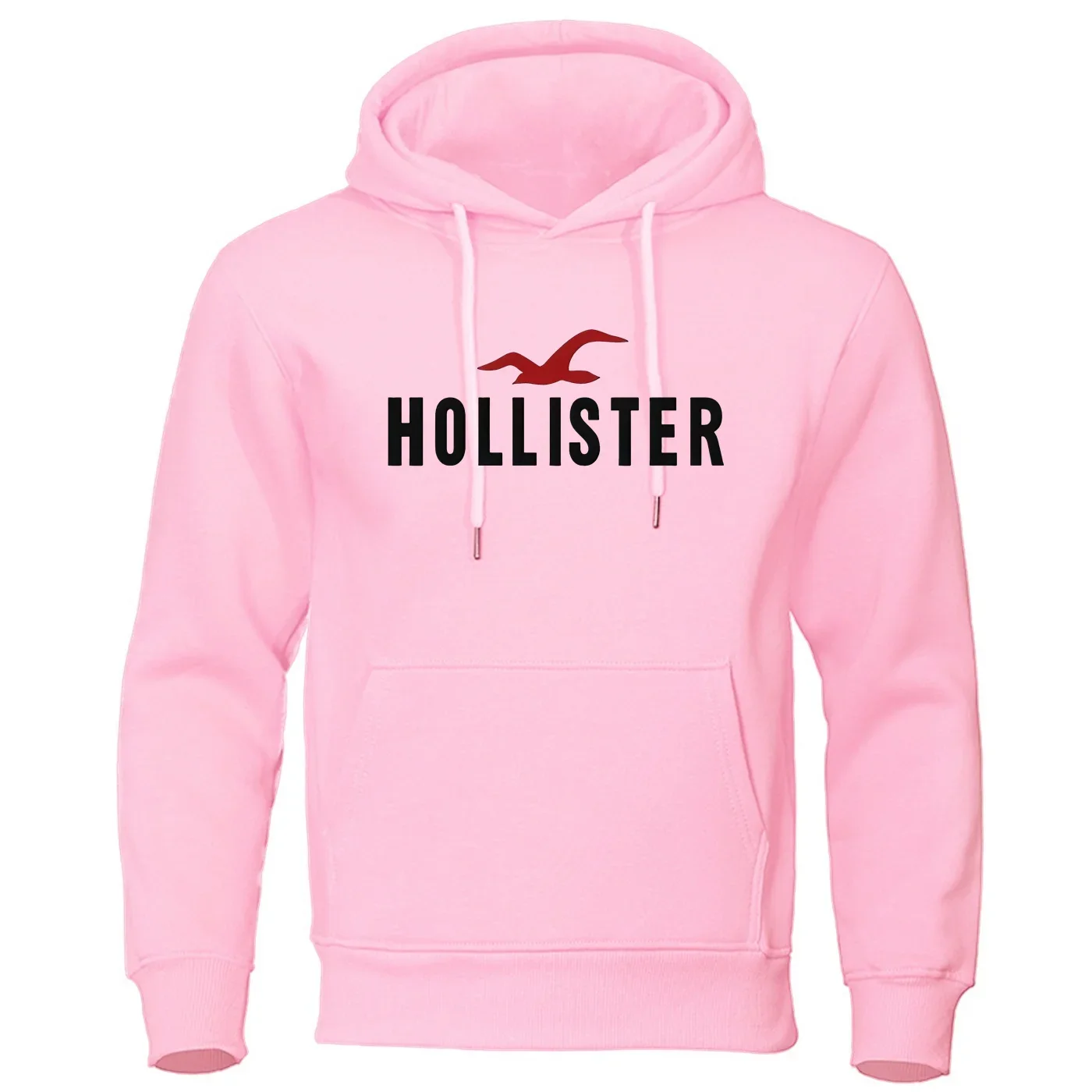 Men\'s Hollister Printed Casual Sweater, Round Collar Pullover, Hip-Hop Hoodie, Trendy New, Autumn and Winter 2024