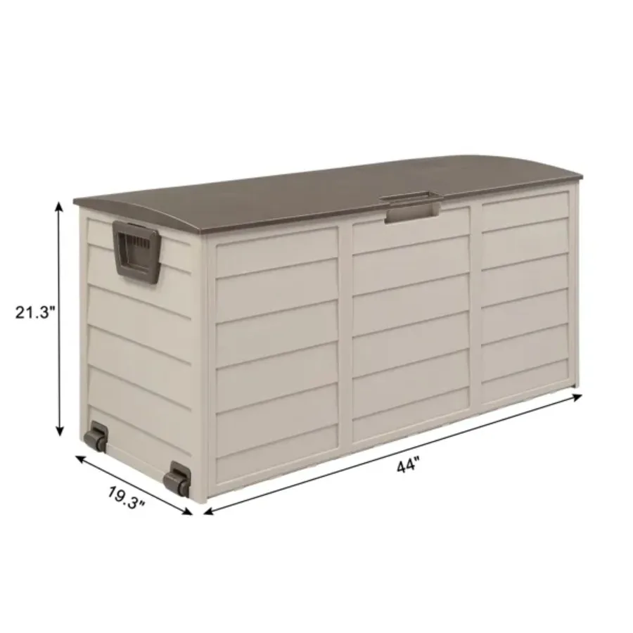 75gal 260L Outdoor Garden Plastic Storage Deck Box Chest for Tools Cushions Toys Lockable Seat