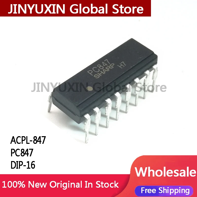 10Pcs PC847 ACPL-847 DIP-16 direct insertion optocoupler IC in Stock Wholesale