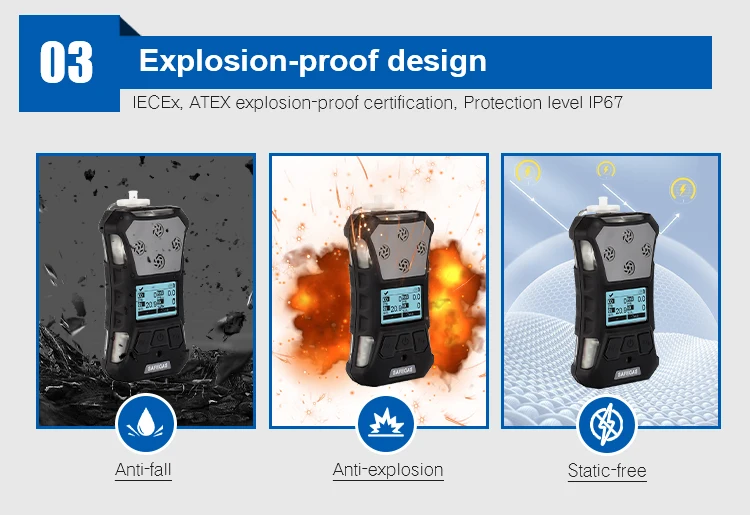 SKZ2054C-Detektor für giftige Gase für die Industriewissenschaft. Kleiner Mehrgasdetektor mit persönlichem Schutz und Pumpe für H2S O2 CO CH – Detail 6