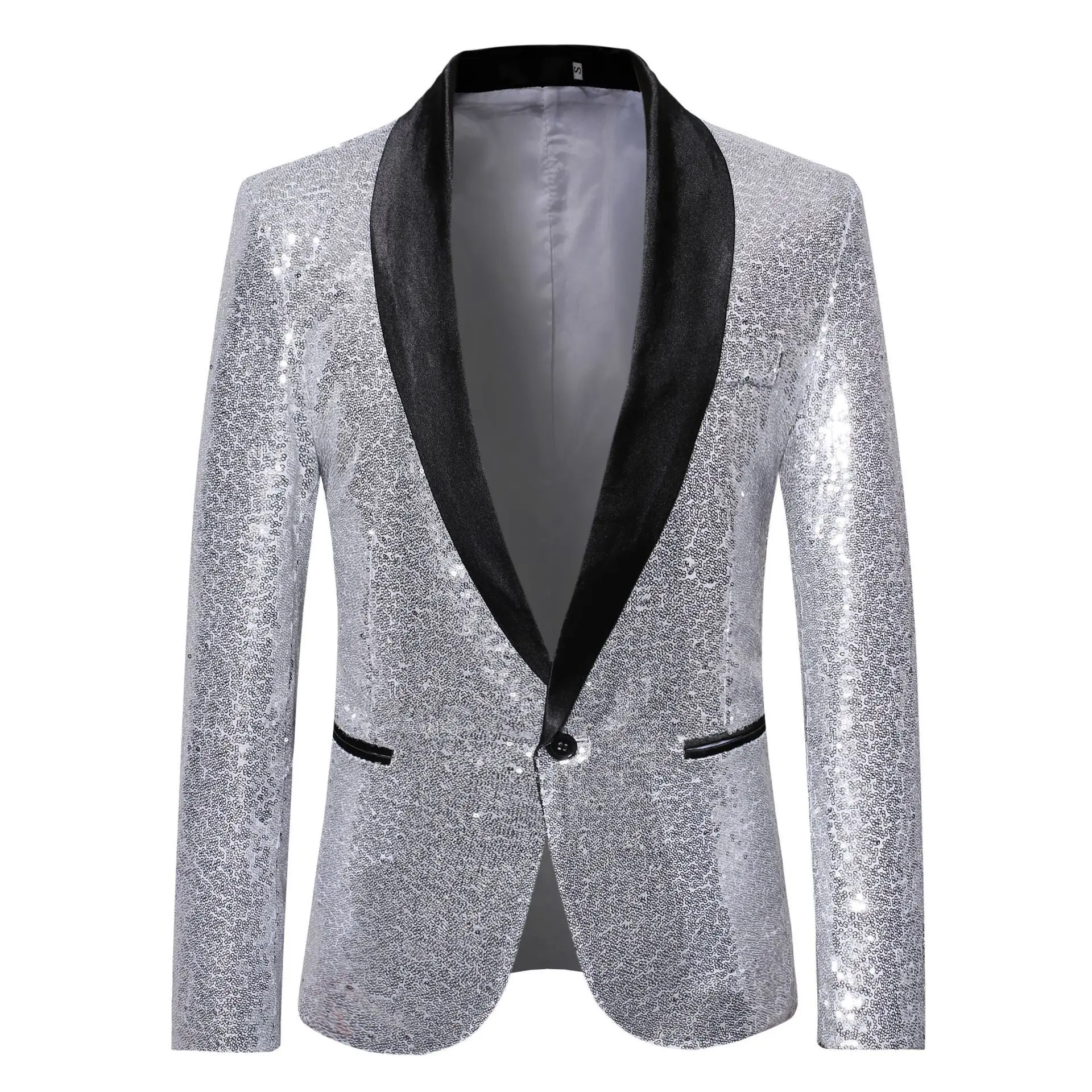 European and American Fashion Leisure Suit Male Stage Personality Performance Host Emcee Sequined Solid Color Suit Jacket Male