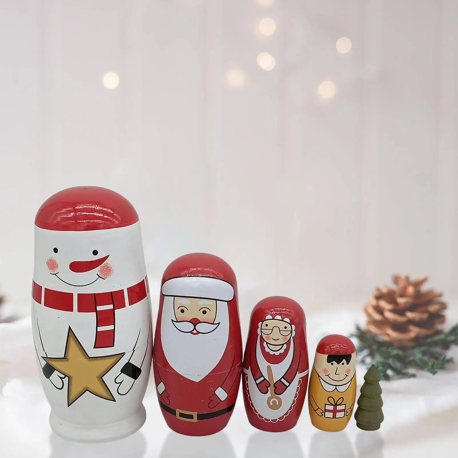 5x Russian Nesting Dolls Stacking Toys Wood Crafts Russian Matryoshka Nesting Dolls for Toddler Home Decors New Year Gift