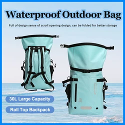 Waterproof Outdoor Bag 30L Large Capacity Roll Top Backpack Travel Shoulder Bag Outdoor Sports Bag for Swimming Camping Hiking