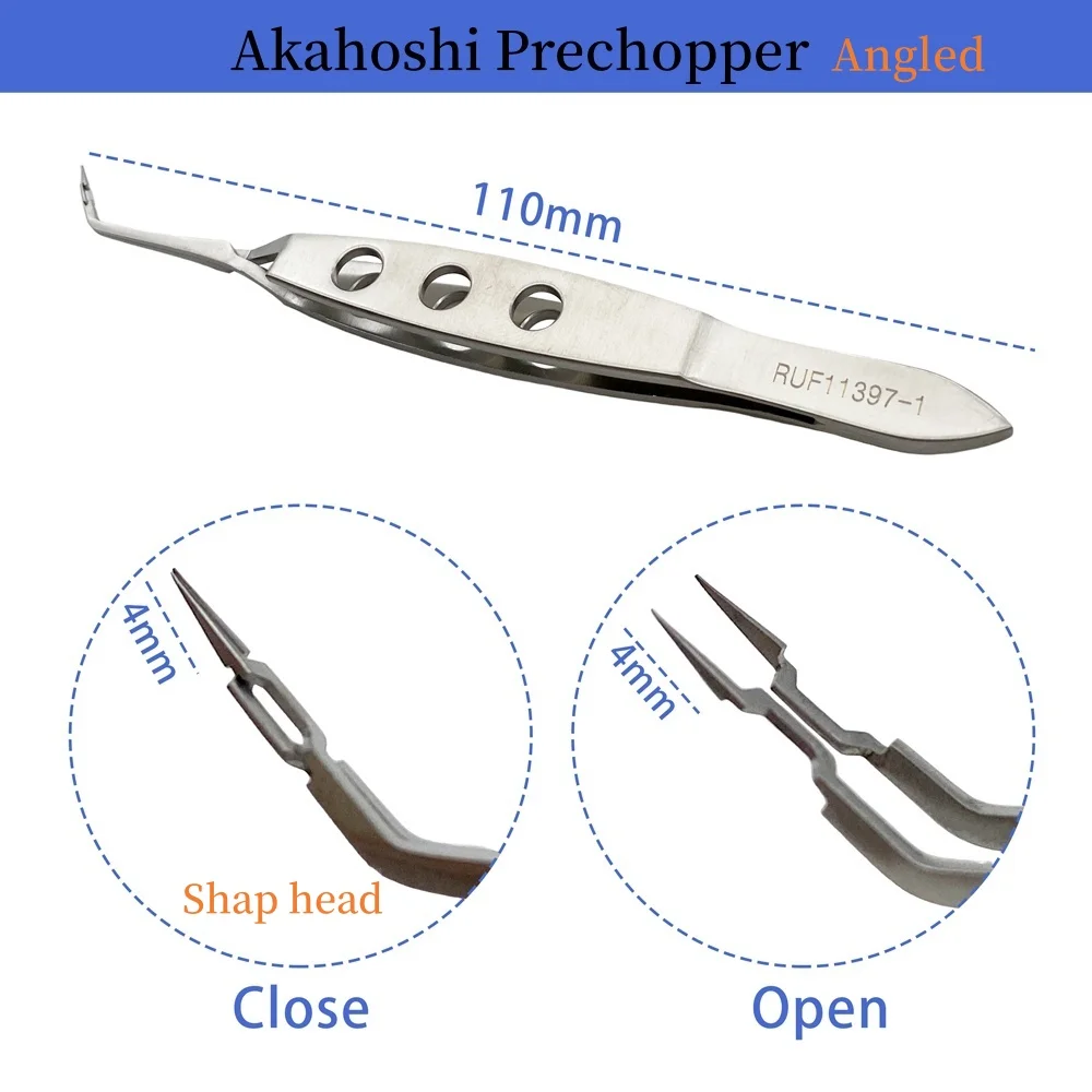 Titanium/Stainless steel Eyelid Akahoshi Prechopper Akahoshi Phaco Prechopper flat handle Ophthalmic Eye Instrument - Image 3