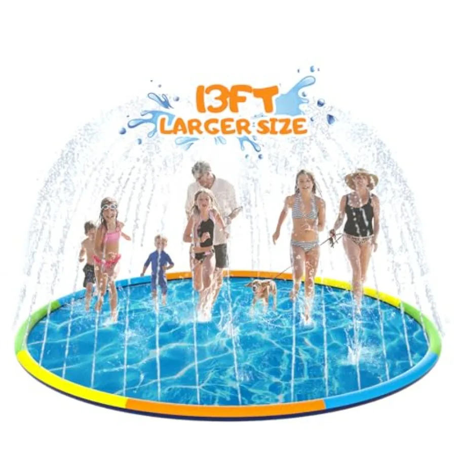 

13FT Large Splash Pad Sprinkler for Dogs and 0.5mm Thickened Durable and Foldable Large Pool Colorful Summer Outdoor Water Play