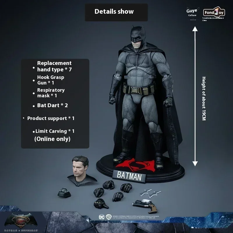 Original Fondjoy Dc Batman Anime Figure 1/9 7 Inch Movie Figurine Bvs Big Ben Batman Multiverse Light Armor Statue Model Toys