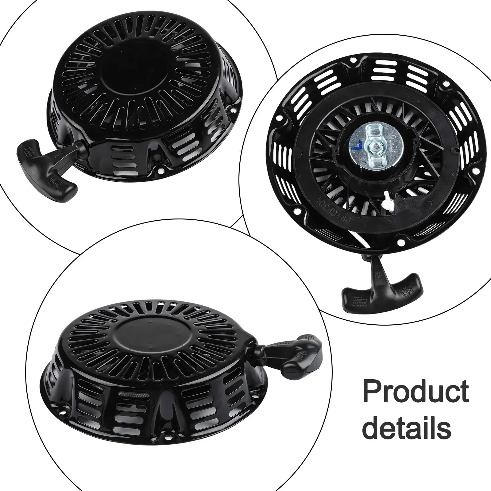 Black Recoil Starter Kit Pull Rope Included Easy Installation Anti-rebound Design Plastic Housing Compact Dimensions