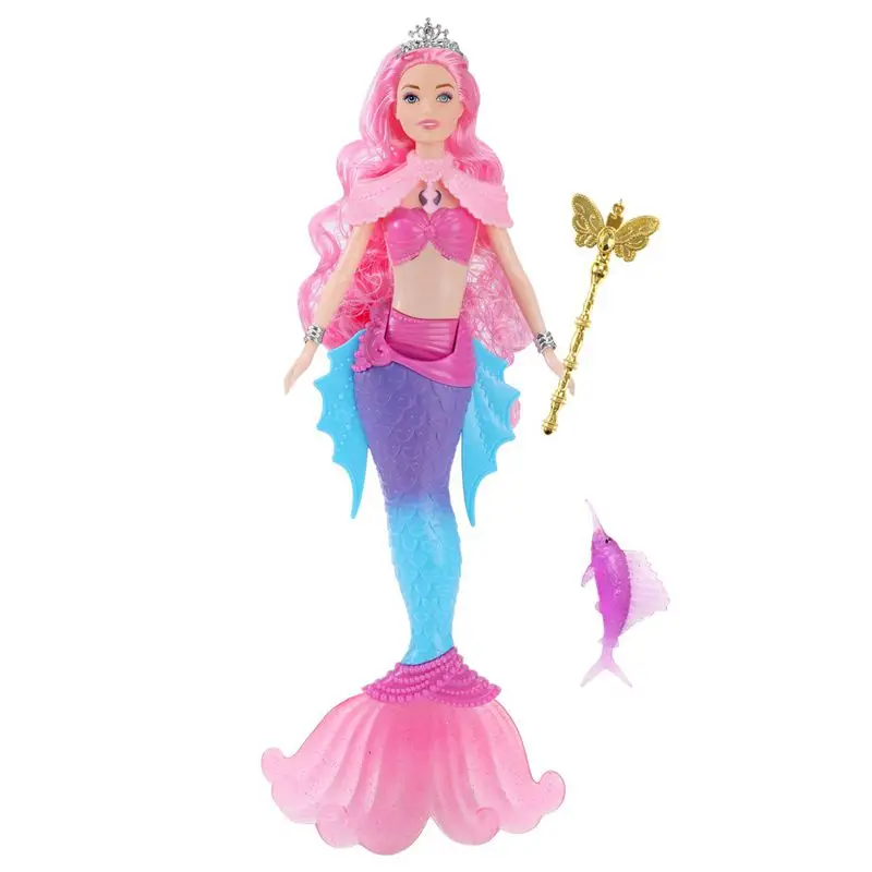 Bambole a sirena Illuminazione musicale Giocattoli per bambini Corpo di bambola colorato Rosa Blu Rosso Viola Capelli Accessori in miniatura per
