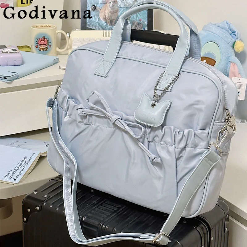 

2025 Spring New Original Ballet Style Nylon Cloth Computer Bag 16 Inch Game Book Large Capacity School Shoulder Messenger Bag