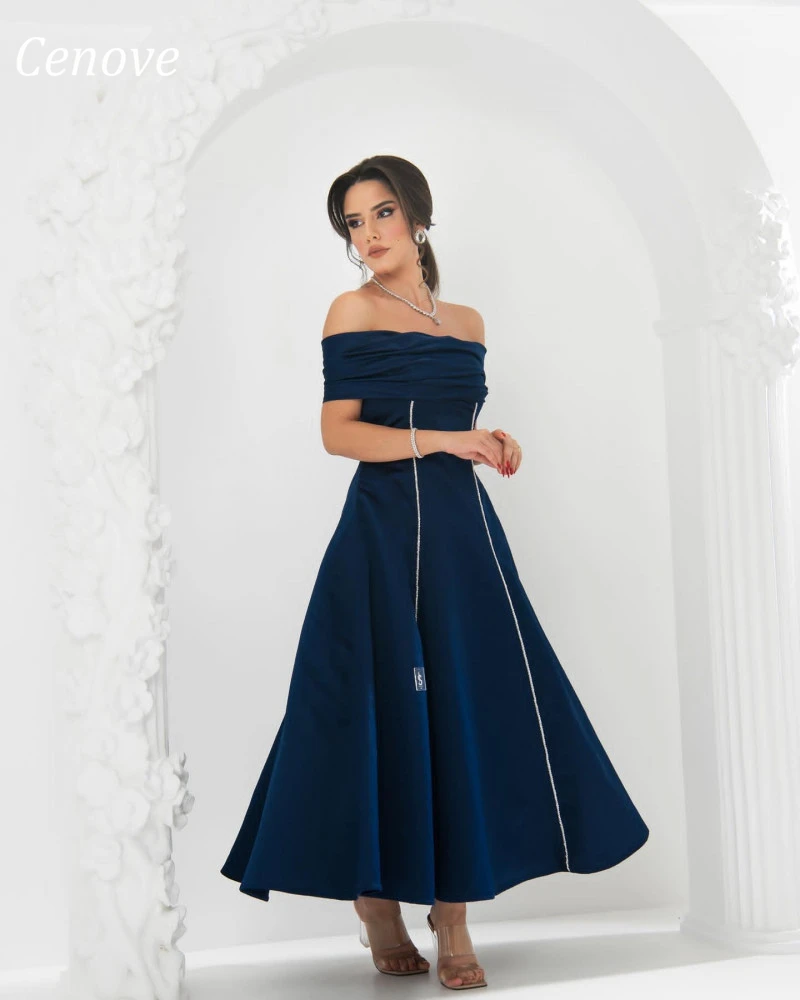 

Cenove Boat Neck Evening Gown Formal Princess A-Line Prom Elegant Blue New Party Dresses for Women 2023