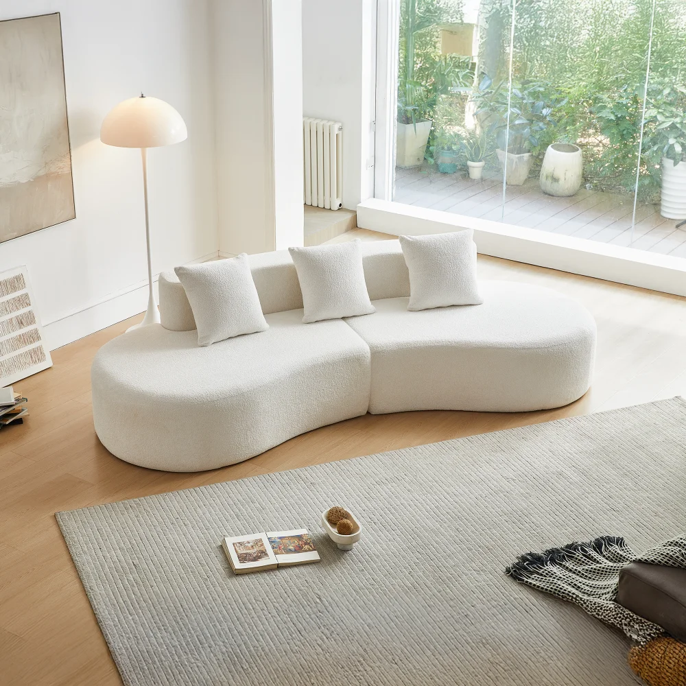 Modernes, gebogenes Sofagarnitur, 3-Sitzer-Couch, bequem und stilvoll für Wohnzimmer, Wohnung, Heimdekoration, einfache Montage