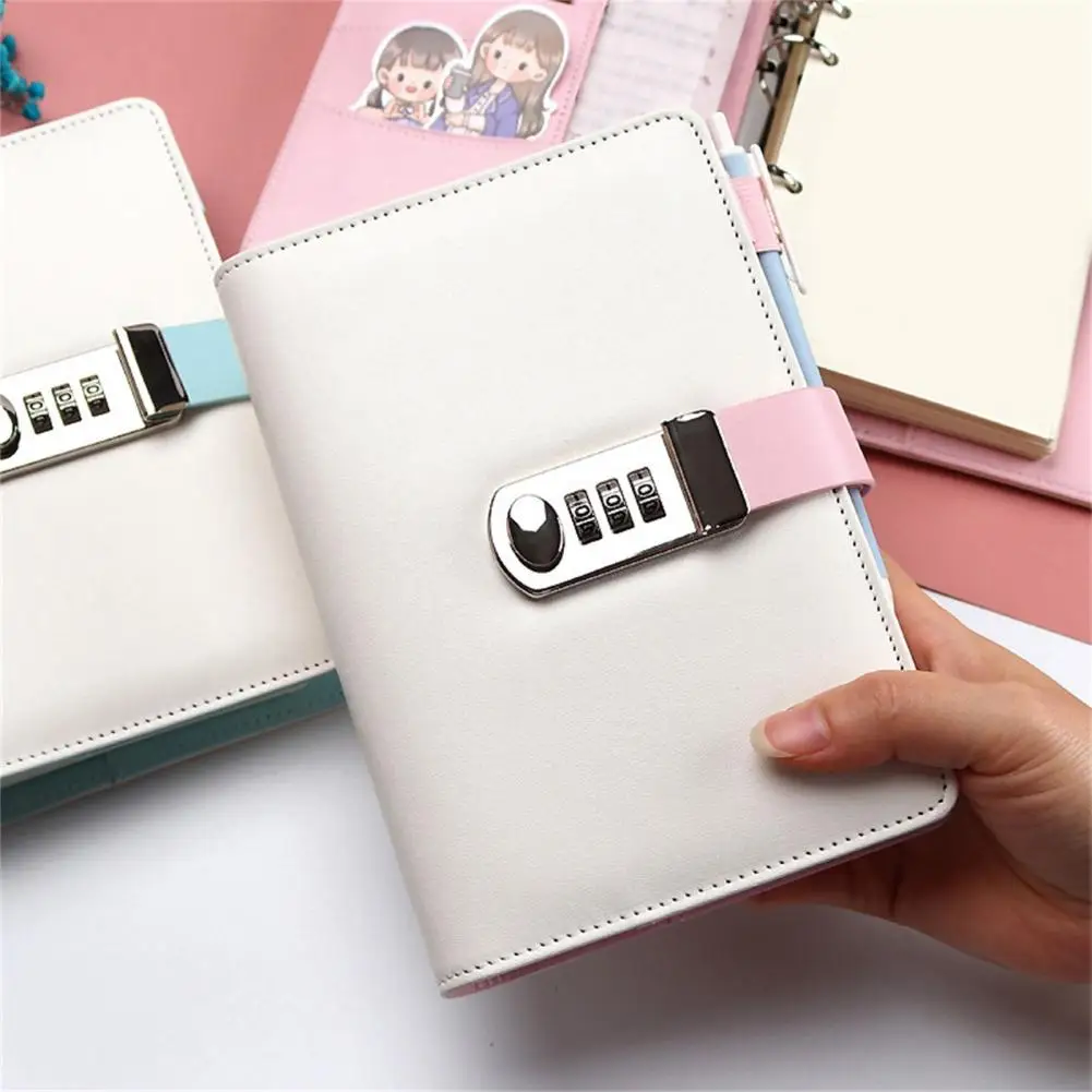 Loose Leaf Portable Cartoon Planner Organizer Lock Journal for School
