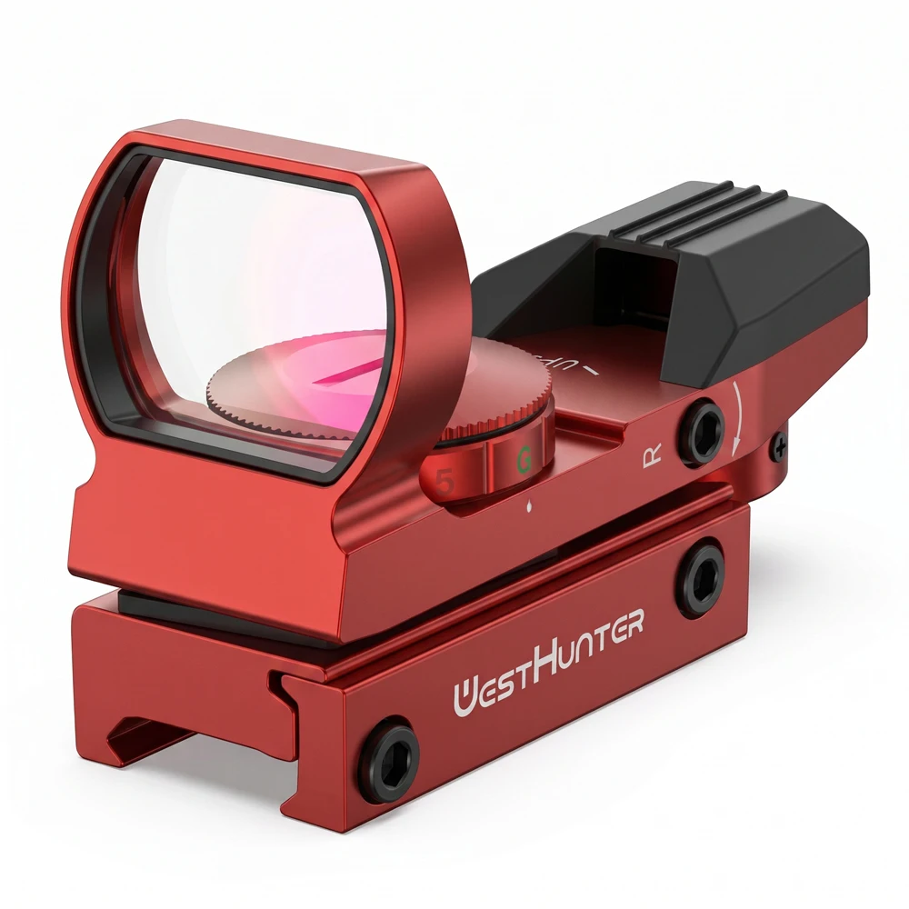 WestHunter RD-K Compact Hunting Red Dot Scope Red & Green 4 Reticles Tactical Reflex Optical Sights For 20mm Rail