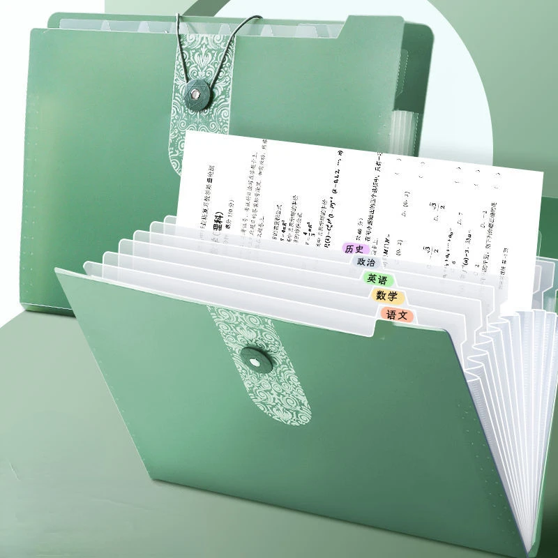 A4 Folder File Pocket 8/12 Layer A4 File Bag Multi-layered Expanding Wallet Classification Buckle Cable Organ Packages
