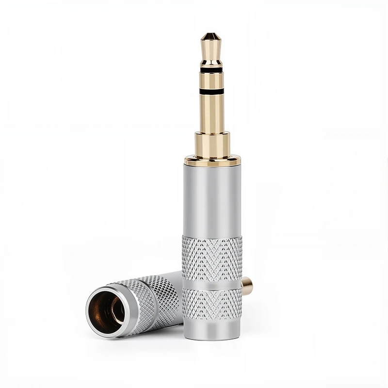 Solder Type Gold-Plated 3.5mm 3 Pole Plug Stereo Audio Connector