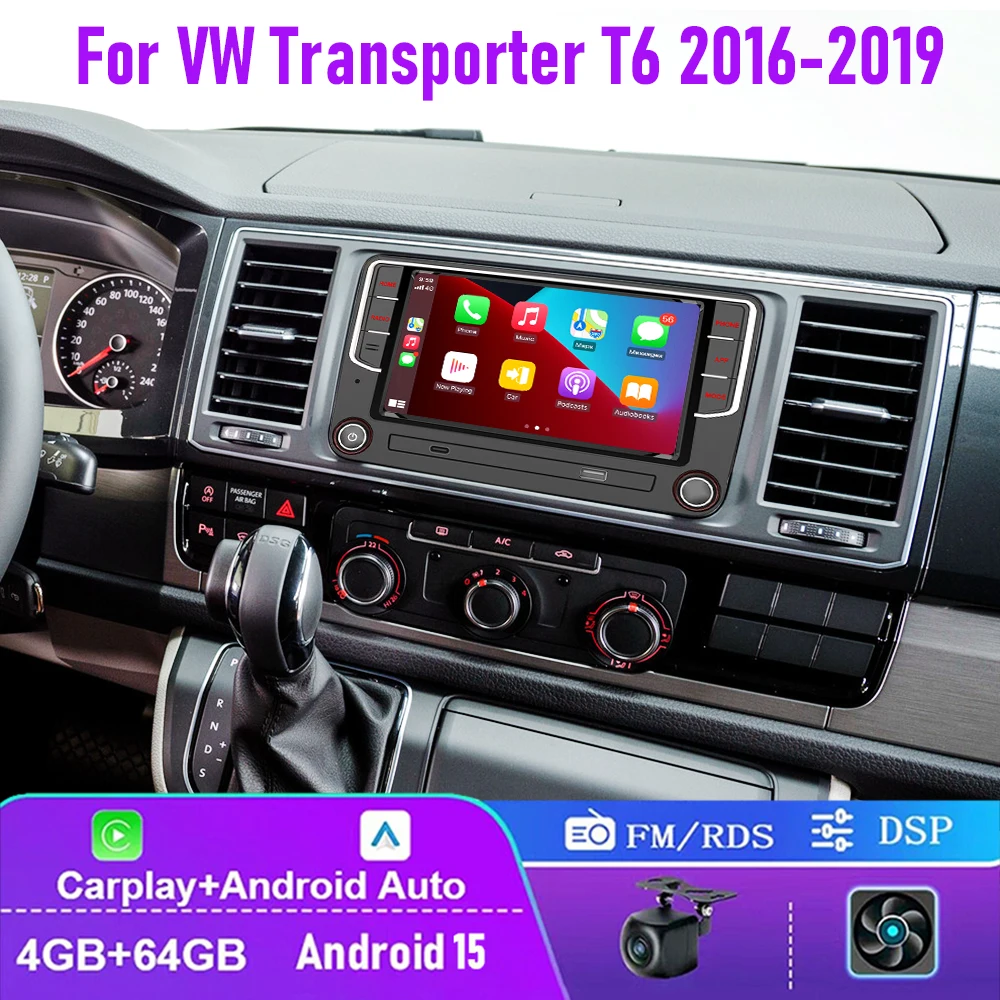

7" Car Radio 4+64GB For VW Transporter T6 2016-2019 Head Unit Wireless Carplay Canbus FM BT GPS Google Maps