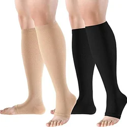 1 Pair Medical Compression Socks Varicose Veins Blood Circulation Anti Fatigue Exposed Toe Socks Pregnancy Care Long Socks S-XXL