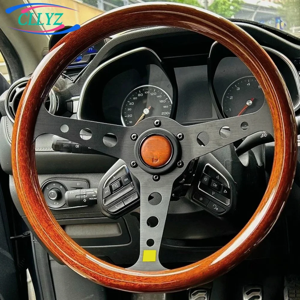 Universal Wood Grain Sport Steering Wheel 14inch 350mm Classic Racing JDM Steering Wheel ABS Car