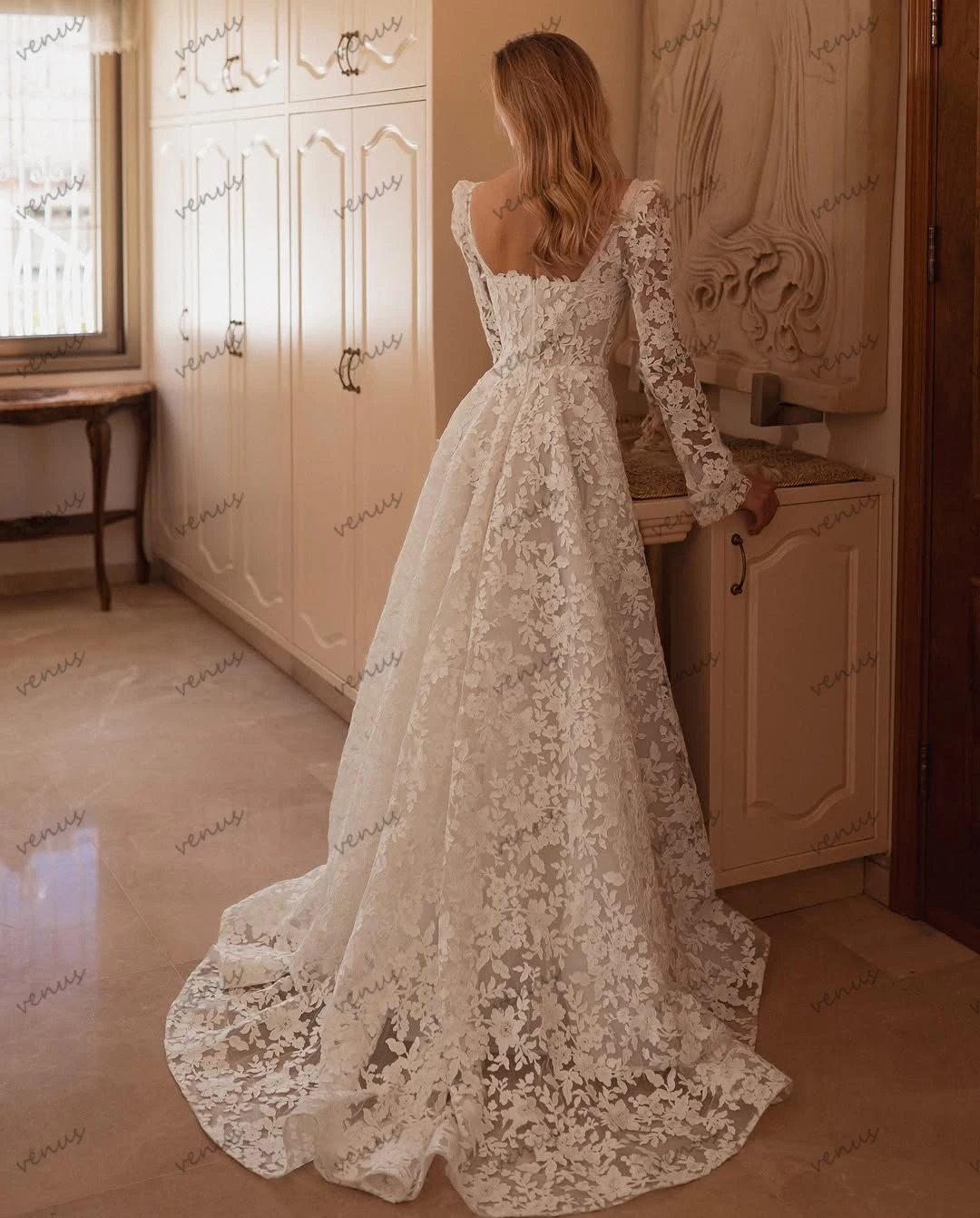 Glamorous Wedding Dresses A Line Lace Bridal Gowns Charming Robes Modest Full Sleeves Pretty Customized Vestidos De Novia 2026