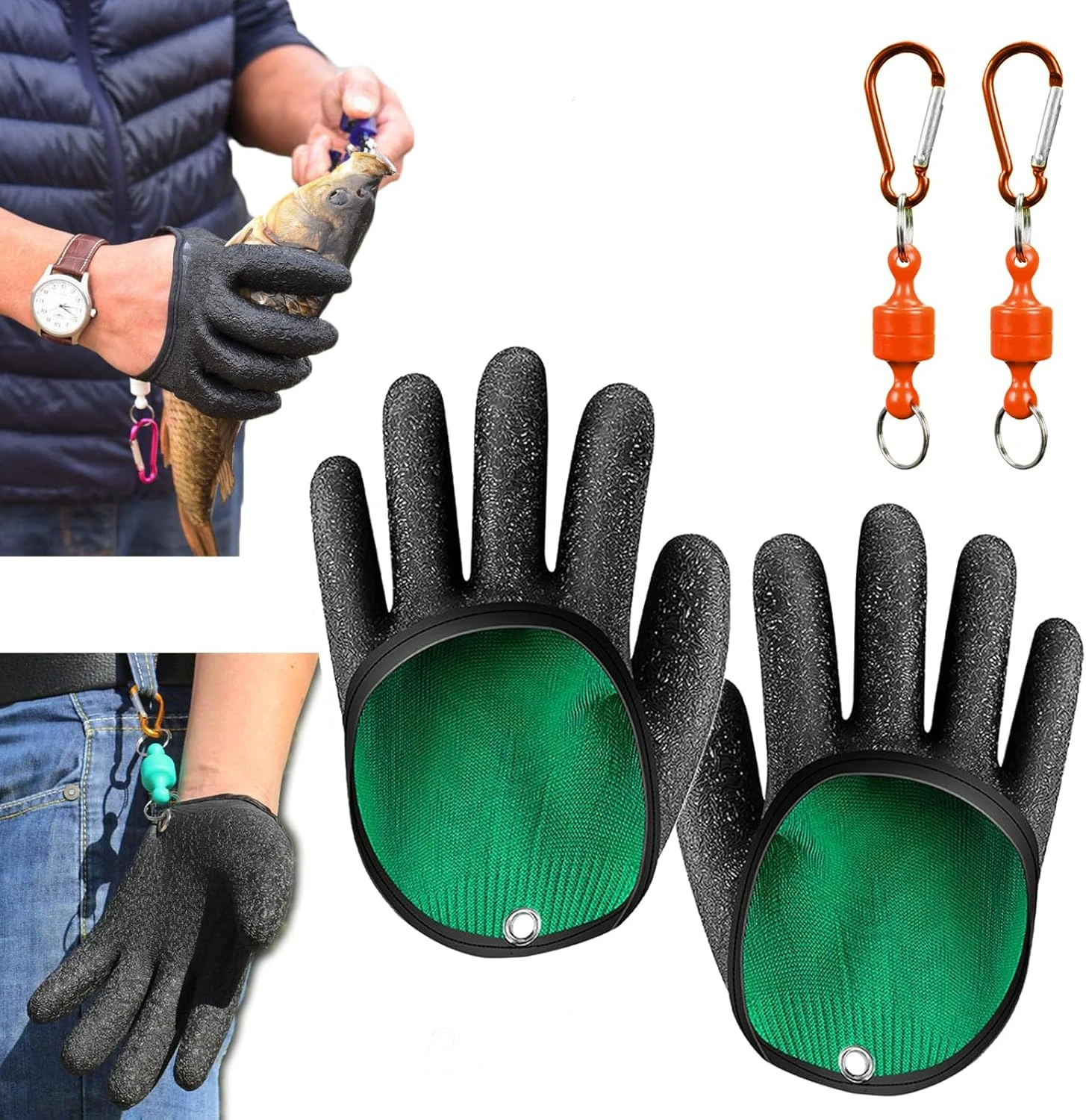 Angelhandschuhe mit Magnetverschluss, Professionelle Fischfanghandschuhe Schnell Trocknende Rutschfeste Angelhandschuhe – Detail 1