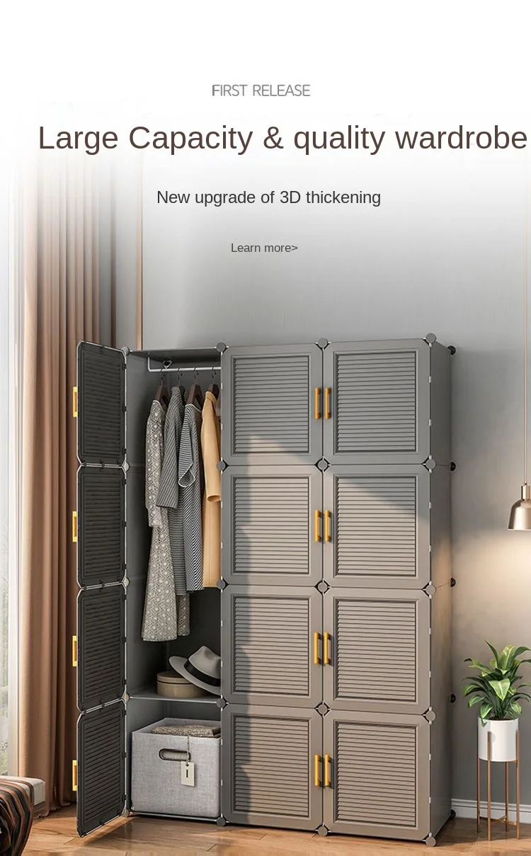 Simplicity Household Wardrobe Bedroom Furniture Clothing Organizer Rack Assemble Storage Cabinets Dustproof Collapsible Locker