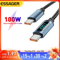 Essager PD 100W USB Tip C Kablo USB C 7A Hızlı Şarj Şarj Kablosu Kablosu OPPO Realme için Huawei Poco Samsung Ekran Kablosu