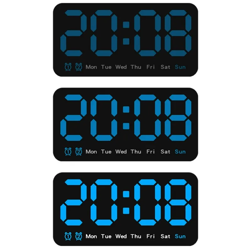 Sprachsteuerung, große digitale Wanduhr, Temperatur, Datum, Woche, DST, Schlummer-Tischuhr, 12/24 Stunden, Dual-Alarm, Wand-LED-Uhr – Detail 23