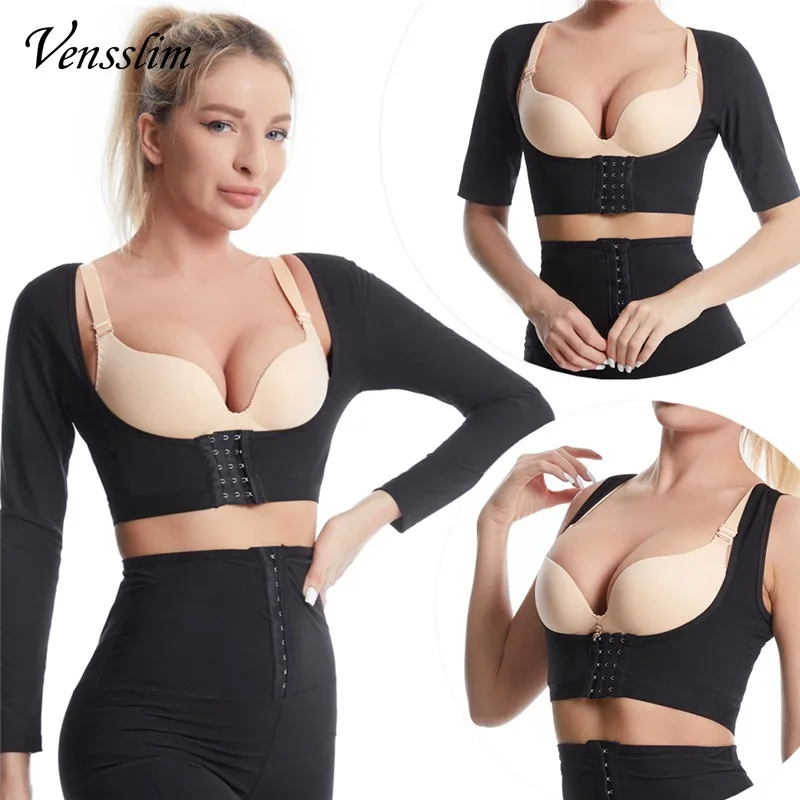 Upper Arm Shapers Compression Long Sleeves Women Arms Sauna Shapewear Shoulder Breast Support Push Up Fat Burner Sweat Corset