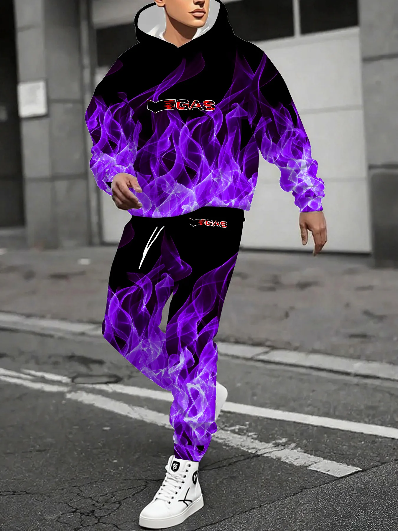 2025 Conjunto de sudadera con capucha de otoño e invierno para hombre, conjunto de sudadera con capucha informal a la moda, ropa de calle, conjunto de sudadera con capucha transpirable y de secado rápido para hombre