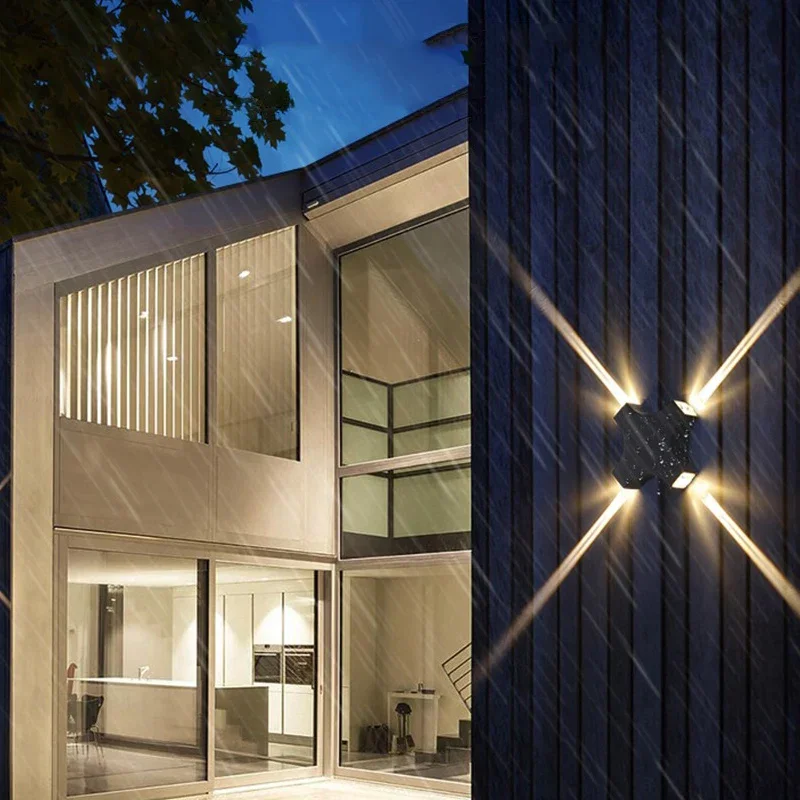 Luxury Four-Beam Narrow LED Aluminum Black Wall Lamp for Energy-Saving Porch - Ideal for Modern Home