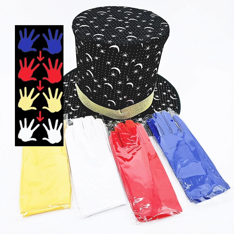 Gloves Color Be Changed in Magic Hat Magic Tricks Stage Magic Illusions Accessories Comedy Magia for Magician Professional Magic