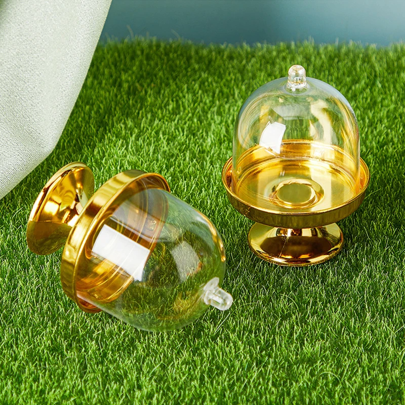 1/6/12pcs Mini Candy Box Dim Sum Cup Chocolate Bean Box Round DIY Storage European Wedding Party Transparent Gold-Plated Tray view 5