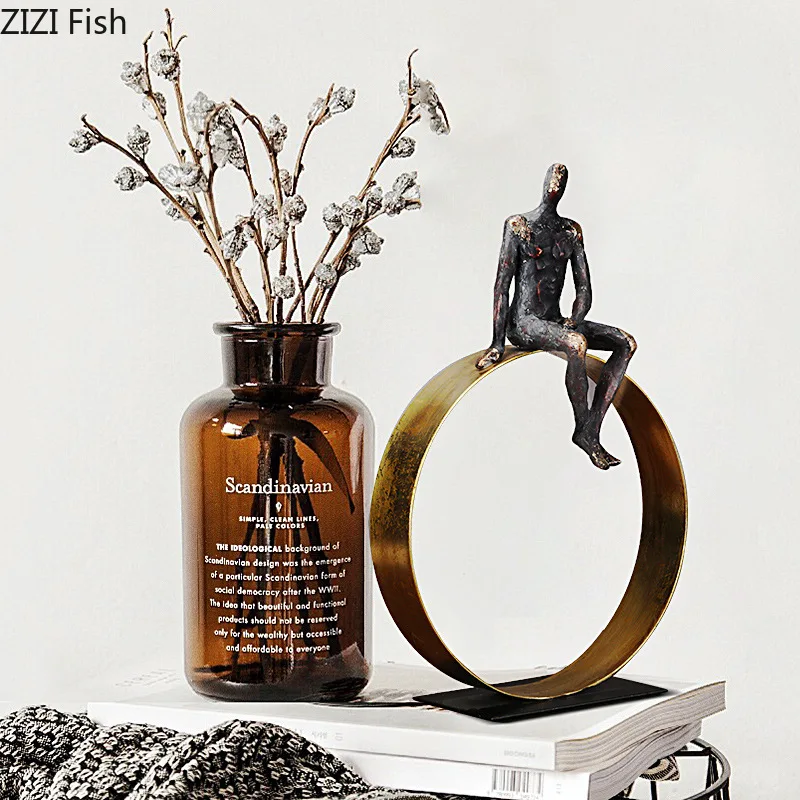 Thinker Abstract Character Ornament Resin Crafts Art Sculpture Decoration Geometric Statue Model Room Aesthetic Decor Figurines