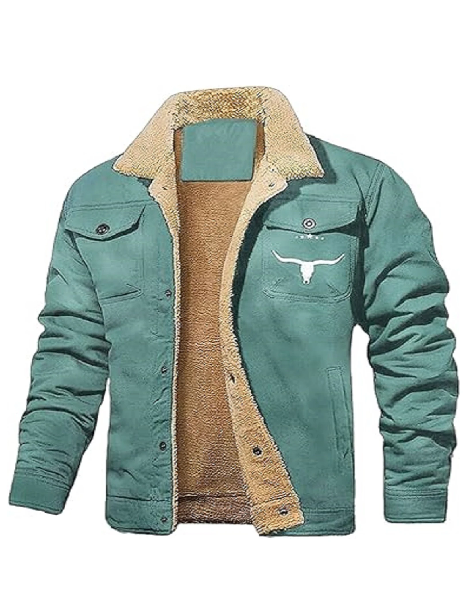 Heren retro westerse winter warme fleece gevoerde jas cargo jassen cowboy jas jas