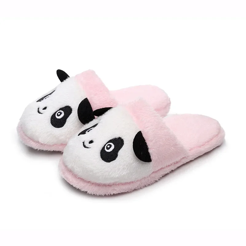 New Women Panda Slippers Winter Cartoon Plush Indoor Soft Sole Silent Warm Comfortable Household Cotton Shoes Durable 2023