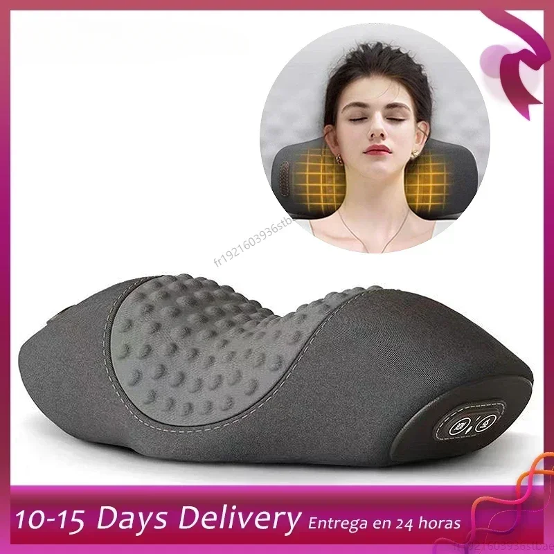 Electric Plugged In Neck Massager Pillow 3 modes Heating vibration massage Neck Stretcher Cervical Neck Traction Relax Massager